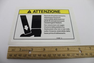Genie Part # 72186ITGT – Decal,Danger Crushing Hazard