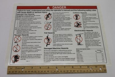 Genie Part # 72844GT – Decal, Danger, General Safe, IWP
