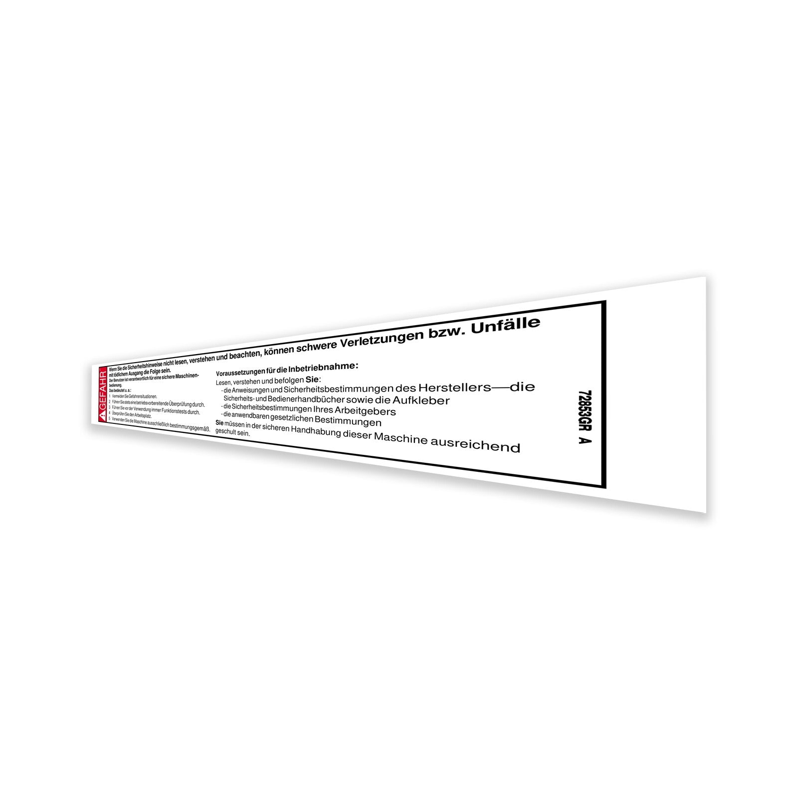 Genie Part # 72853GRGT – Decal, Danger, Improper Use Haz.