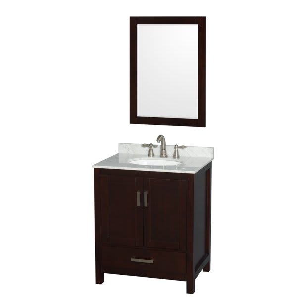 Wyndham Collection Sheffield 30 In. Single Bathroom Vanity W/ Sink And Mirror (Espresso)
