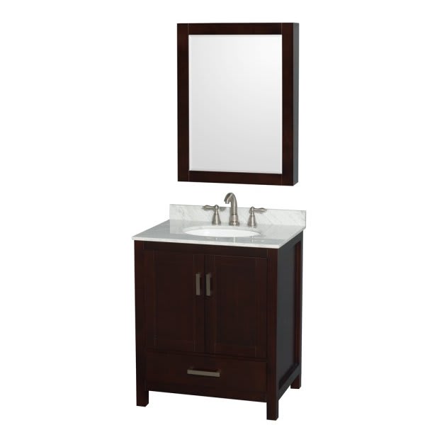 Wyndham Collection Sheffield 30 In. Single Bathroom Vanity W/ Oval Sink (Espresso)