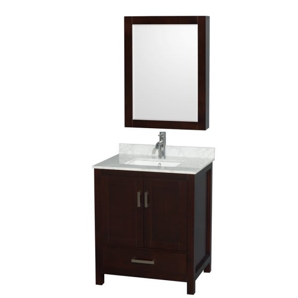 Wyndham Collection Sheffield 30 In. Single Bathroom Vantiy W/ Medicine Cabinet