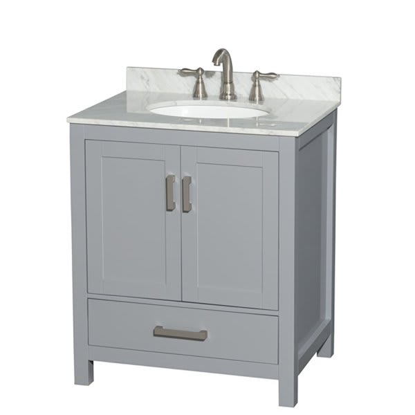 Wyndham Sheffield Gray Single Bathroom Vanity 30" Without Mirror & Oval Sink