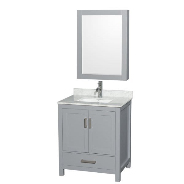 Wyndham Sheffield Gray Single Bathroom Vanity 30" With Square Sink