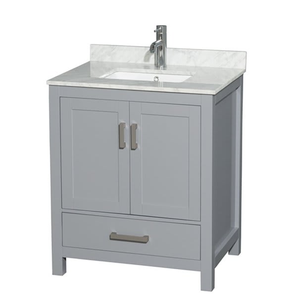 Wyndham Sheffield Gray Single Bathroom Vanity 30" Without Mirror & Square Sink