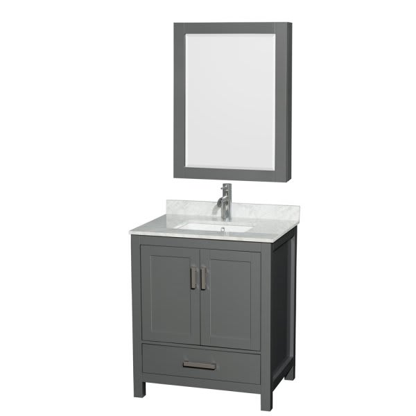 Wyndham Sheffield Dark Gray Single Bathroom Vanity With Square Sink And Cabinet (Mirror Included)