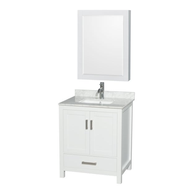 Wyndham Sheffield White Single Bathroom Vanity 30" With Square Sink