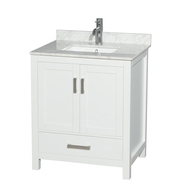 Wyndham Sheffield White Single Bathroom Vanity 30" Without Mirror & Square Sink