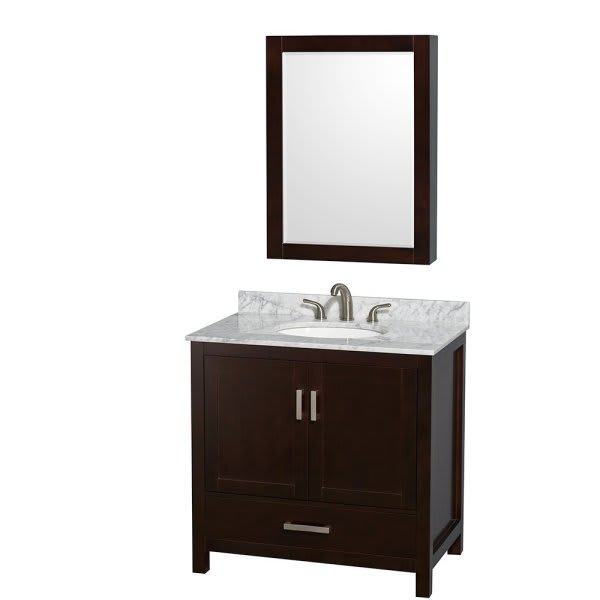 Wyndham Sheffield Espresso Single Bathroom Vanity 36" With Oval Sink
