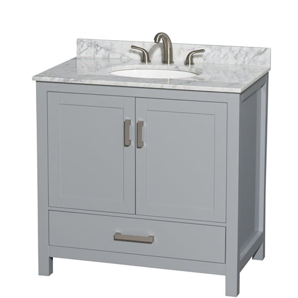 Wyndham Sheffield Gray Single Bathroom Vanity 36" With Countertop & Oval Sink
