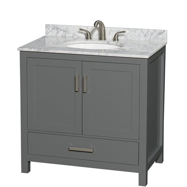 Wyndham Sheffield Dark Gray Single Bathroom Vanity 36" With Oval Sink