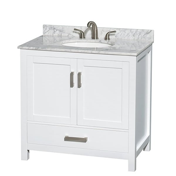 Wyndham Sheffield White Single Bathroom Vanity 36" Without Mirror