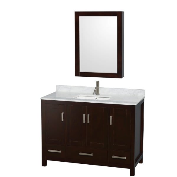Wyndham Sheffield Espresso Single Bathroom Vanity 48" With Square Sink & Cabinet (Mirror Included)