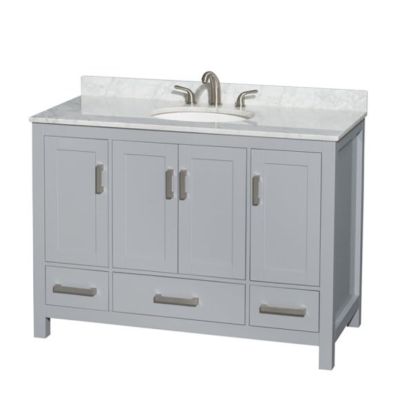 Wyndham Sheffield Gray Single Bathroom Vanity 48" With Oval Sink And No Mirror