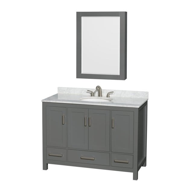 Wyndham Sheffield Dark Gray Single Bathroom Vanity 48" With Oval Sink & Cabinet