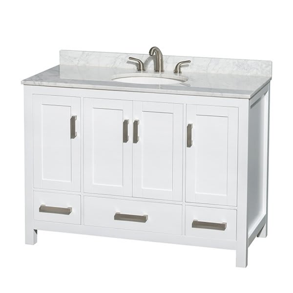 Wyndham Sheffield White Single Bathroom Vanity 48"With Countertop And Oval Sink