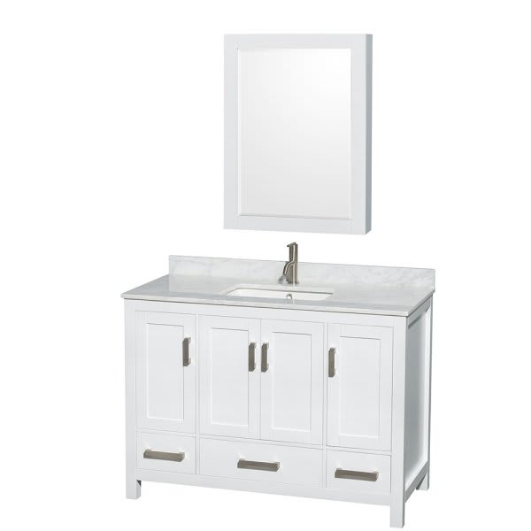 Wyndham Sheffield White Single Bathroom Vanity 48" With Countertop & Cabinet