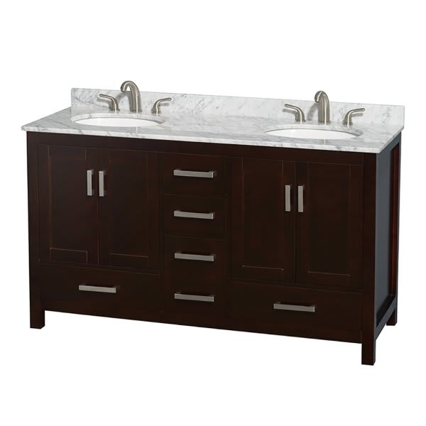 Wyndham Sheffield Espresso Double Bathroom Vanity 60" With Countertop & Sink