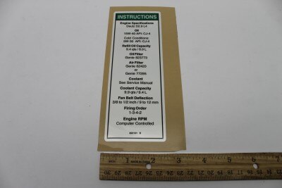Genie Part # 822131GT – Decal, Engine Spec, D2.9