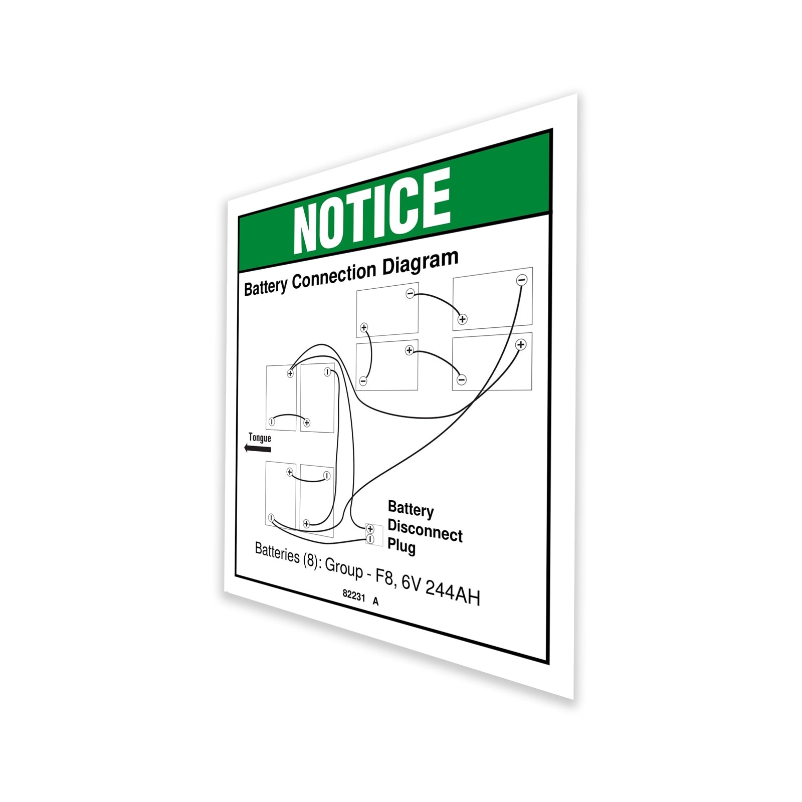 Genie Part # 82231GT – Decal, Notice, Battery Connect