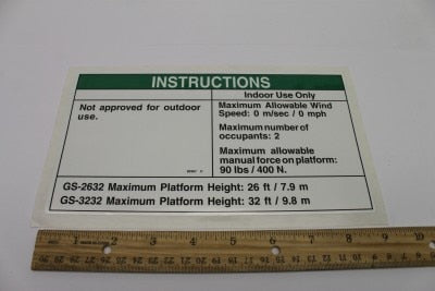 Genie Part # 82307GT – Decal, Indoor, Aus-26/3232