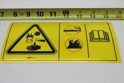 Genie Part # 82481GT – Decal Symbol Battery Safety