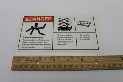 Genie Part # 82561FRGT – Decal, Danger-Use Safety Arm