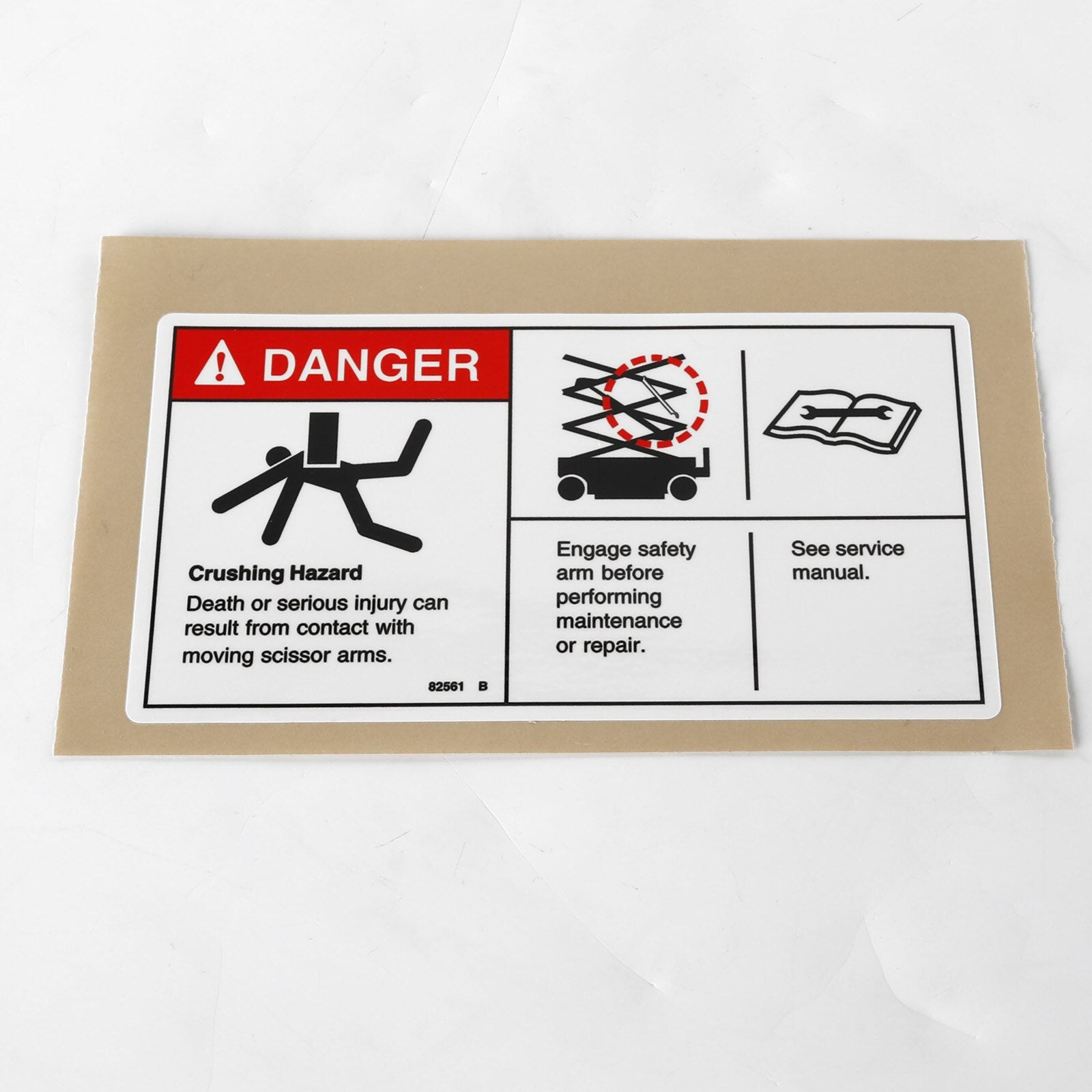 Genie Part # 82561GT – Decal, Danger-Use Safety Arm