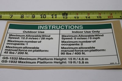 Genie Part # 82566GT – Decal, Manual FRC, AUS