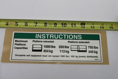 Genie Part # 82726GT – Decal, Instruct, Maxcap1000lbs