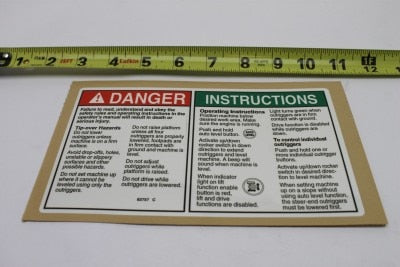 Genie Part # 82757GT – Outrigger Safety Decal