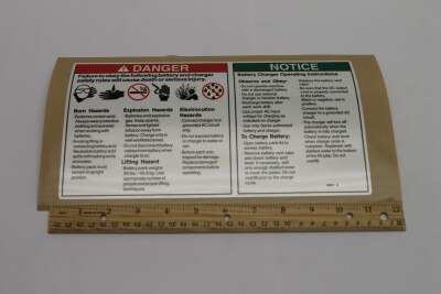 Genie Part # 82907GT – Decal, Danger, Battery Safety