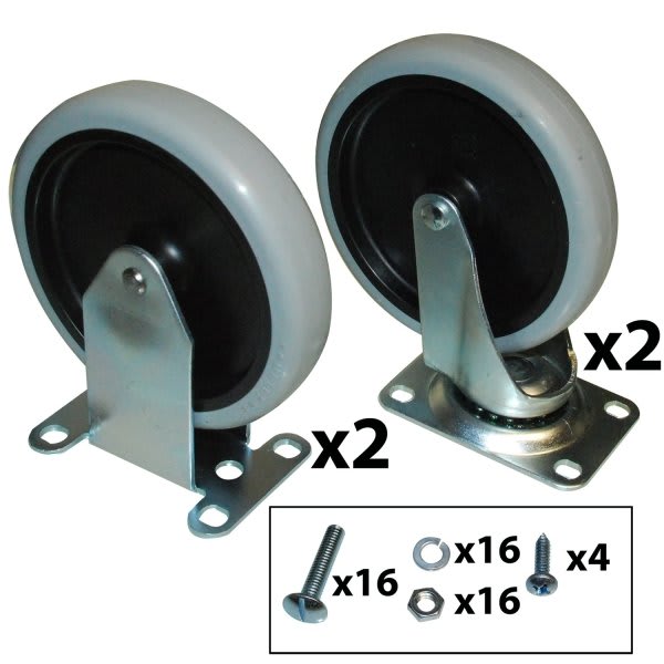 Rubbermaid Commercial 5 Inch Swiv & Rig Caster Kit W/Hardware For Rubbermaid Commercial Utility Cart