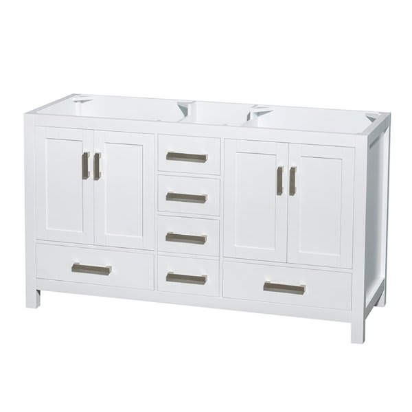 Wyndham Collection Sheffield 60 In. Double Bathroom Vanity (White)