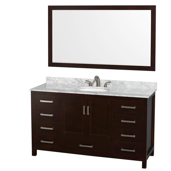 Wyndham Collection Sheffield 60 In. Single Bathroom Vanity W/ Sink And Mirror (Espresso)