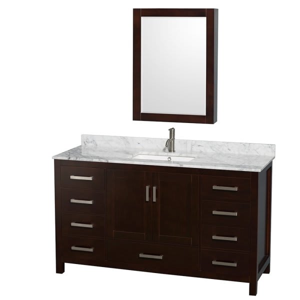 Wyndham Collection Sheffield 60 In. Single Bathroom Vanity W/ Medicine Cabinet (Espresso)