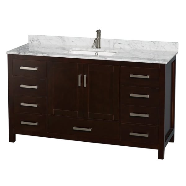 Wyndham Collection Sheffield 60 In. Single Bathroom Vanity W/ Top And Sink (Espresso)