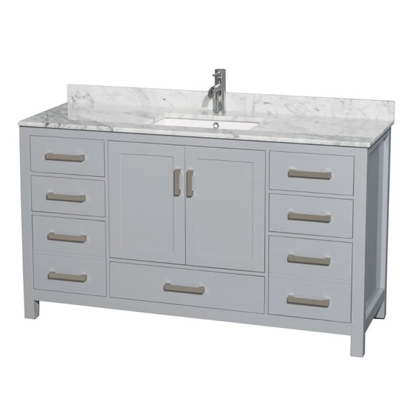 Design House Wyndham Sheffield Gray Single Bath Vanity 60 Inch With Square Sink