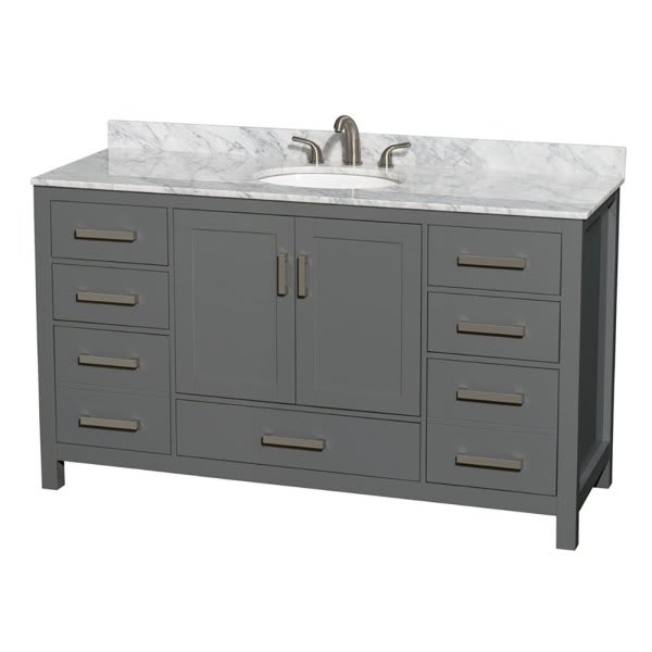 Wyndham Collection Sheffield 60 In. Single Bathroom Vanity W/ Top And Sink (Dark Gray)