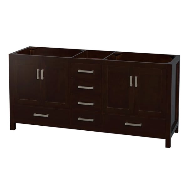 Wyndham Collection Sheffield 72 In. Double Bathroom Vanity (Espresso)