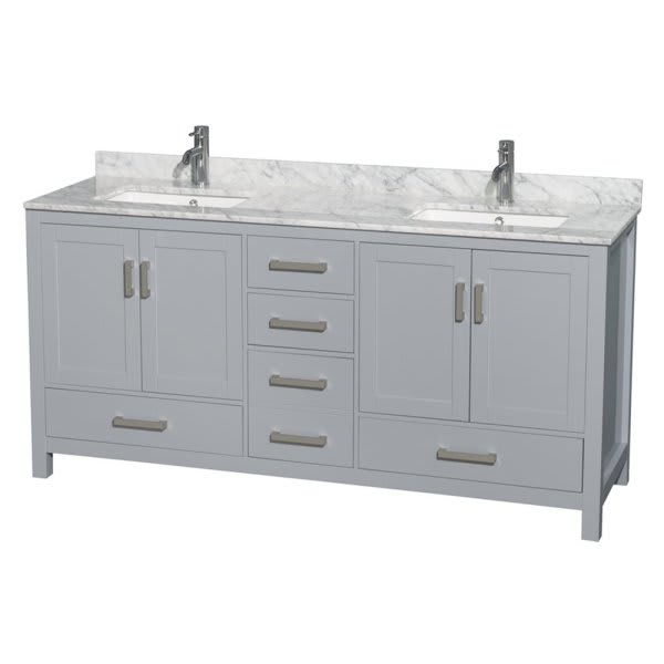 Wyndham Collection Sheffield 72 In. Double Bathroom Vanity W/ Top And Sinks (Gray)