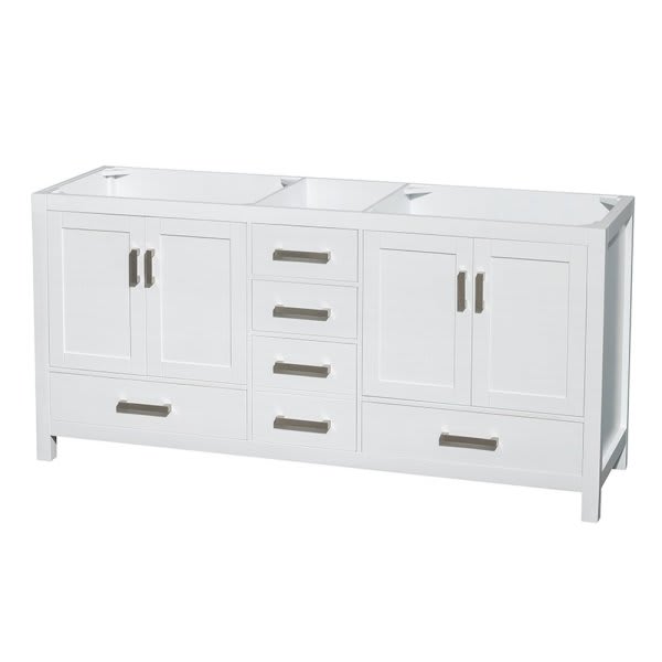 Wyndham Collection Sheffield 72 In. Double Bathroom Vanity (White)