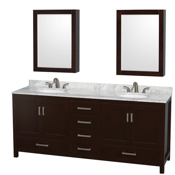 Wyndham Collection Sheffield 80 In. Double Bathroom Vanity W/ Oval Sink And Mirror (White)