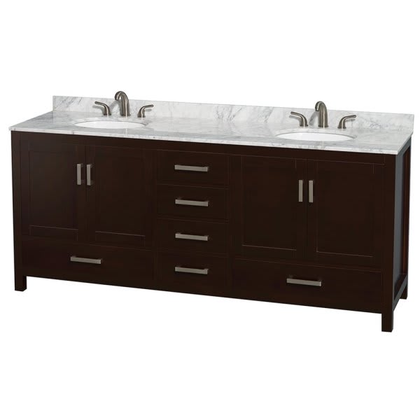 Wyndham Collection Sheffield 80 In. Double Bathroom Vanity W/ Top And Oval Sink (White)