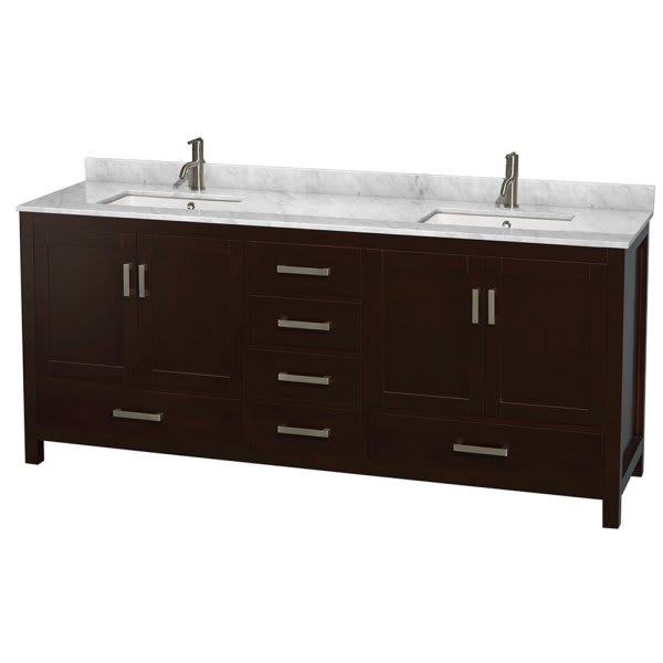 Wyndham Collection Sheffield 80 In. Double Bathroom Vanity W/ Top (Espresso)
