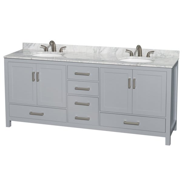 Wyndham Collection Sheffield 80 In. Double Bathroom Vanity W/ Top And Sink (Gray)