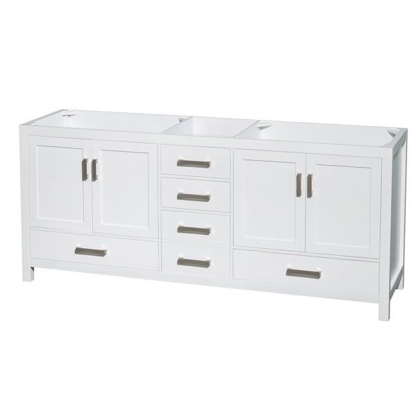 Wyndham Sheffield White Double Bath Vanity,without Countertop, Sink And Mirror