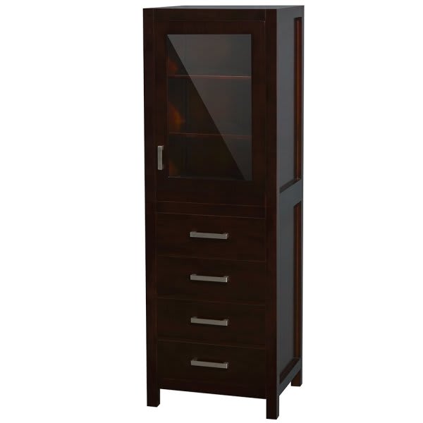 Wyndham Sheffield Espresso 4-Drawer Linen Tower Storage Cabinet 24Inch