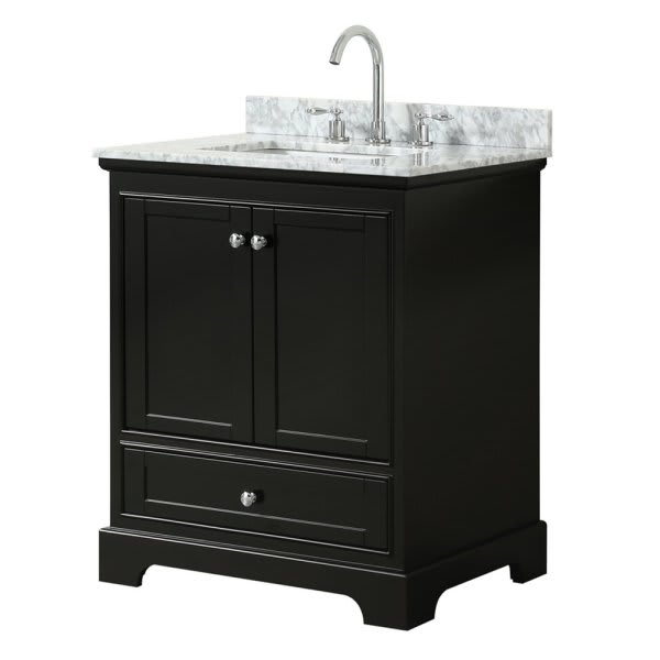 Wyndham Deborah Dark Espresso Single Bath Vanity 30Inch With Top,square Sink