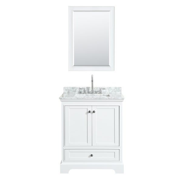 Wyndham Deborah White Single Bath Vanity,with Top, Square Sink AndMirror